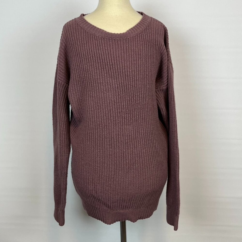 LuLaRoe Mauve Knitted Crew Neck Pullover Sweater Top ((size Large))